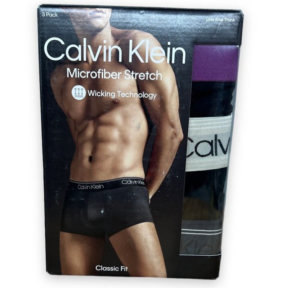 Calvin Klein Underwear Mens Extra Large 3 Pack Low Rise Trunk Microfiber Stretch - Picture 1 of 5